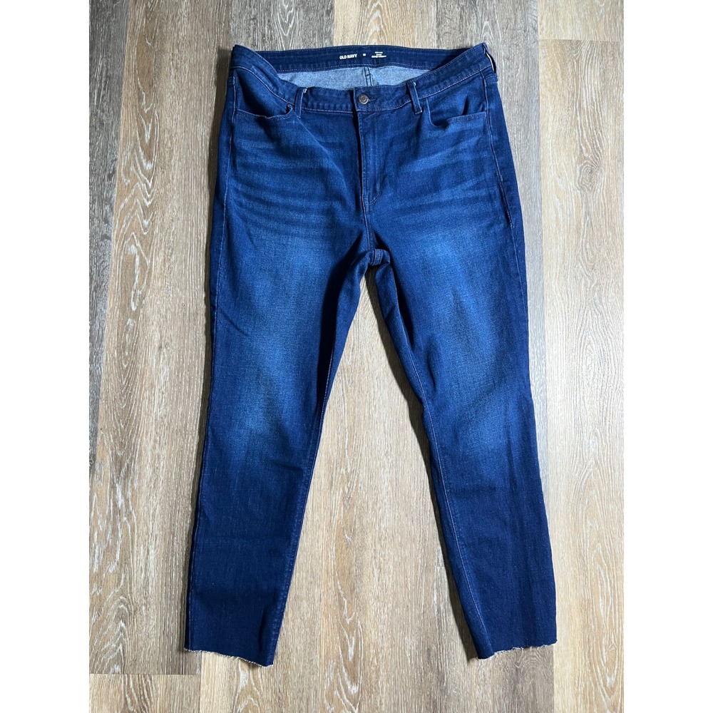 Old Navy Wow Super-Skinny Jeans Womens 16 Dark Wash Excellent High‎ Rise Raw Hem